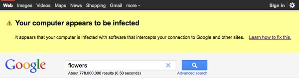 El buscador Google advierte a usuarios con malware