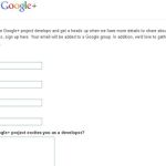 Formulario para inscripción de desarrolladores que deseen conocer cuando estará lista la API de Google+