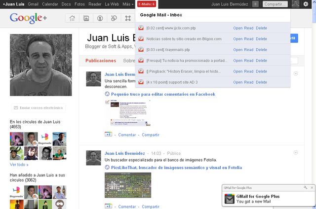 GMail for Google Plus, integra tu correo de Gmail en tu perfil de Google+ (Chrome)
