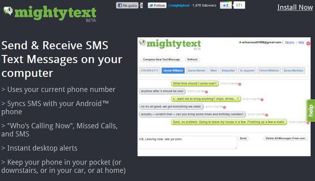 MightyText: envía y recibe los sms de tu Android en Chrome