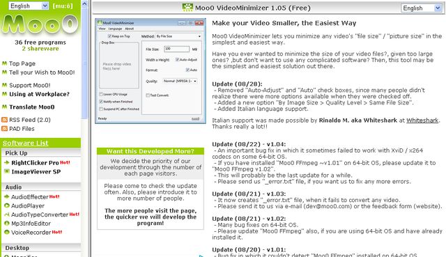 Moo0 VideoMinimizer, sencilla aplicación Windows gratuita para reducir el tamaño de los vídeos