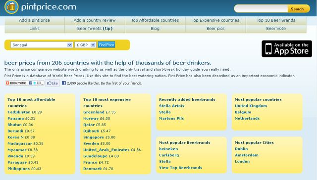 Pintprice, comparador del precio de las cervezas por países y localidades