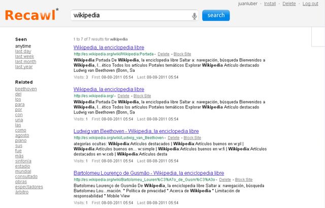Recawl, un motor de búsqueda para tu historial web (Chrome)