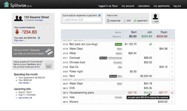 Splitwise, herramienta web para la gestión de gastos en pisos compartidos