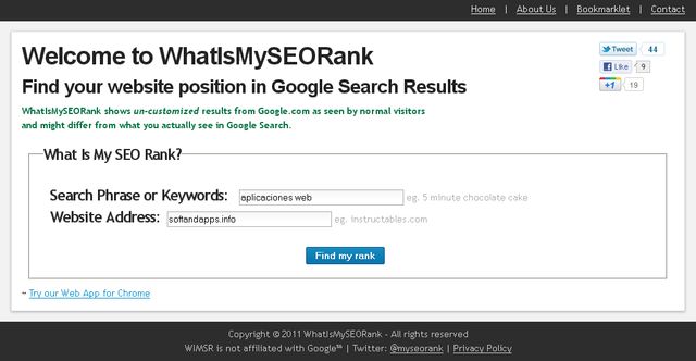 WhatIsMySEORank, conoce la posición de tu sitio en las búsquedas en Google