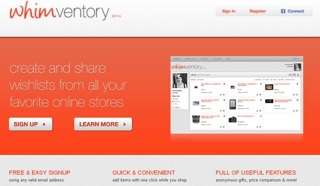 Whimventory, crea tu lista de regalos online