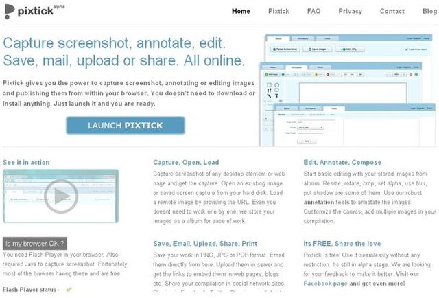 Pixtick: utilidad web para tomar screenshots, editarlos y compartirlos