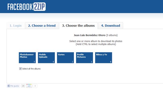 Facebook2zip, una forma muy cómoda para descargar todas nuestras fotos de Facebook