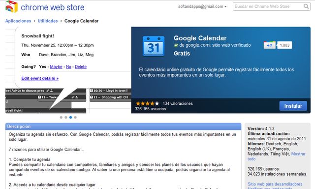 Google Calendar sin conexión a internet para Chrome