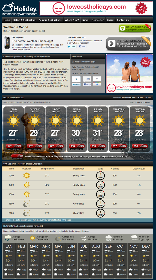 Latest Holiday Weather, información detallada de la previsión meteorológica para tu punto de destino