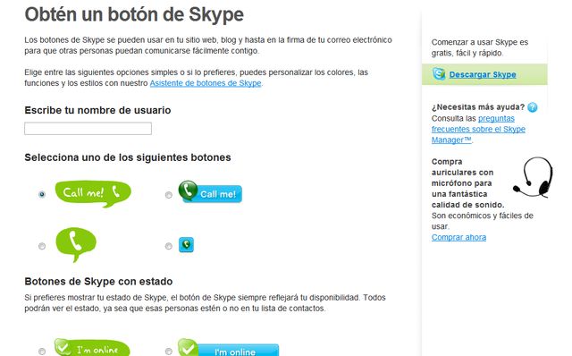 Agrega un botón de Skype a tu blog para comunicarte con tus usuarios