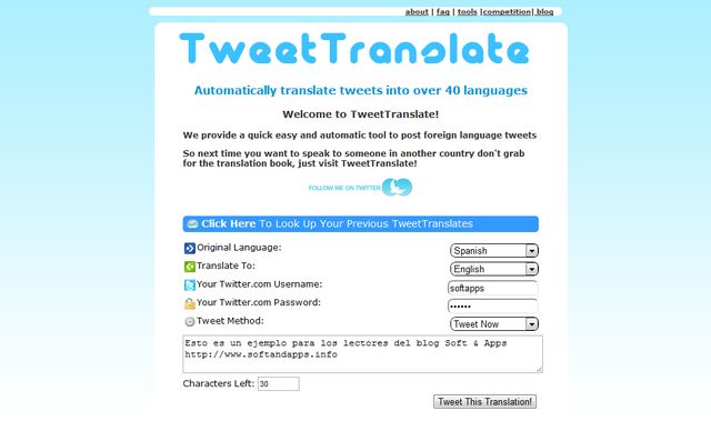 Tweet Translate, publica tweets en cualquiera de más 40 idiomas