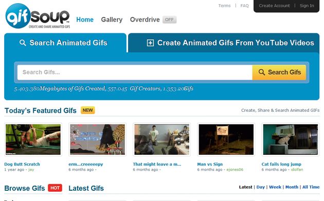 GIFSoup, convierte vídeos de YouTube a gif animados o comparte alguno de los miles ya creados