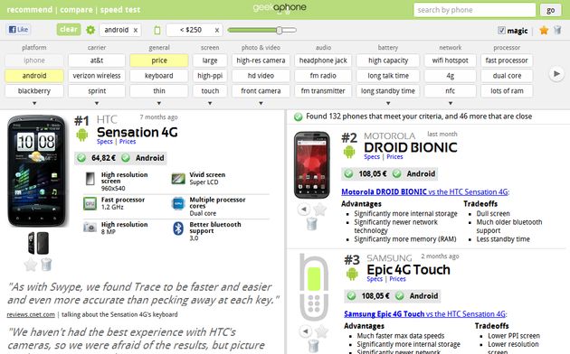 Geekaphone, plataforma para descubrir y realizar comparativas entre smartphones