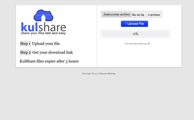 Kulshare, comparte fácilmente archivos de hasta 1 Gb