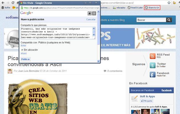 Share to G+, un bookmarklet para compartir rápidamente enlaces en Google+