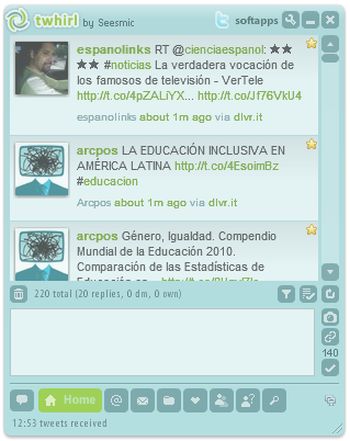 Twhirl, práctico cliente de Escritorio para Twitter con muchas opciones extra