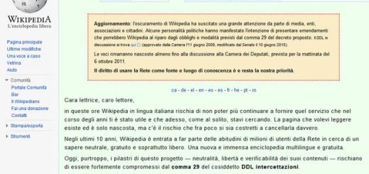 Wikipedia Italia cierra temporalmente como protesta contra el nuevo Proyecto de Ley
