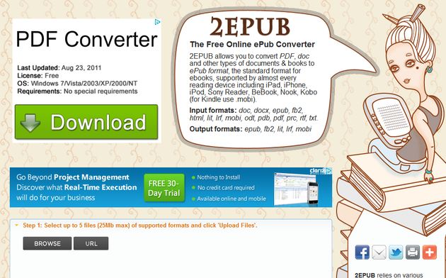 2ePub, herramienta online gratuita para convertir documentos a ePub y Mobi