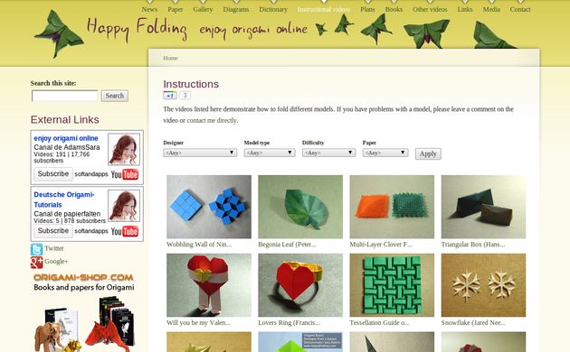 Happy Folding, un portal para los aficionados a la papiroflexia