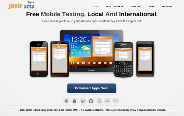 JaxtrSMS, aplicación móvil para enviar sms gratis a cualquier teléfono aunque no tenga el cliente instalado