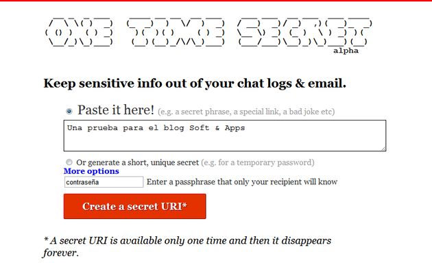 One Time Secret, servicio web para compartir algo confidencial una sola vez