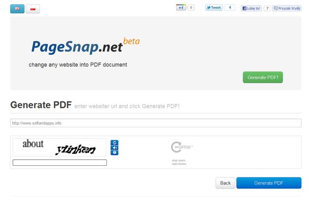 PageSnap, convierte cualquier blog o web en un documento PDF
