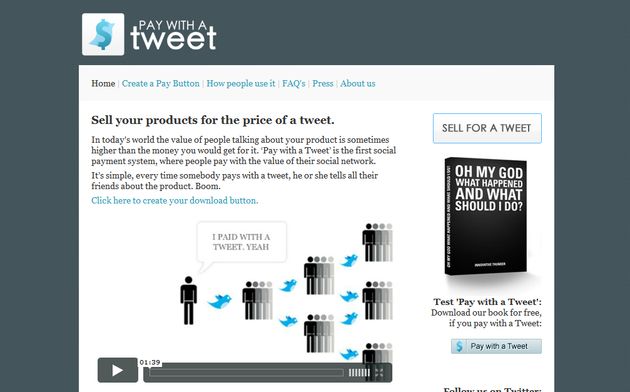 Pay with a Tweet, servicio para cobrar tus contenidos a cambio de un Tweet