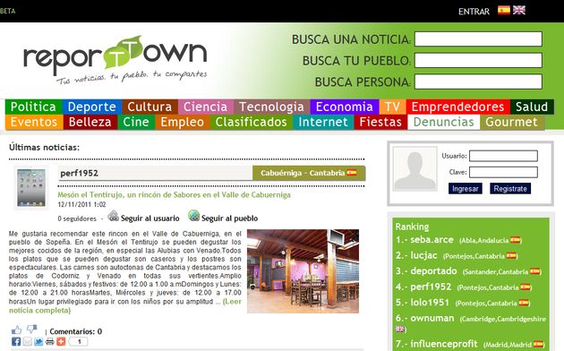 ReportTown, red social y agregador de noticias de tu pueblo o localidad