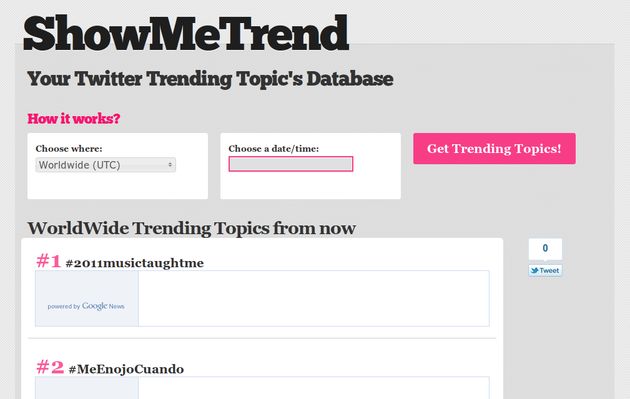 ShowMeTrend, una "hemeroteca" online con los Trending Topics de Twitter