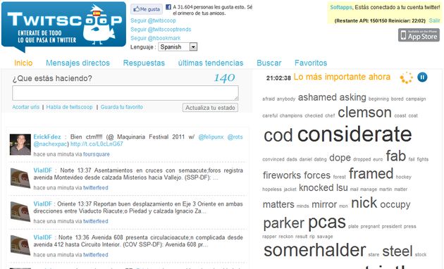 Twitscoop, cliente online para Twitter con Trending Topics en tiempo real