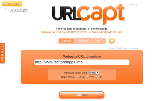 URLCapt: utilidad online para capturar una web como jpg, png o pdf
