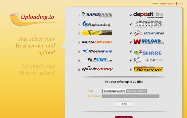 UploadingTo, sube múltiples archivos de forma simultánea hasta a 14 servicios de alojamiento