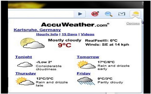 AccuWeather Forecast, extensión Chrome para conocer la previsión meteorológica