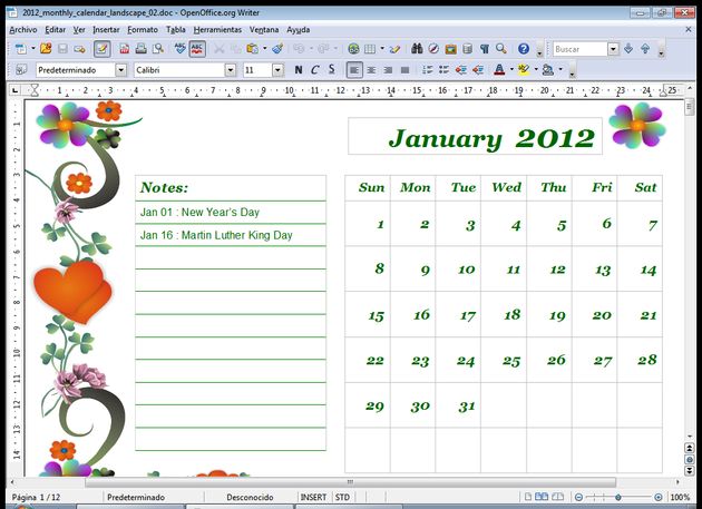 Una gran colección de calendarios del 2012 para descargar 