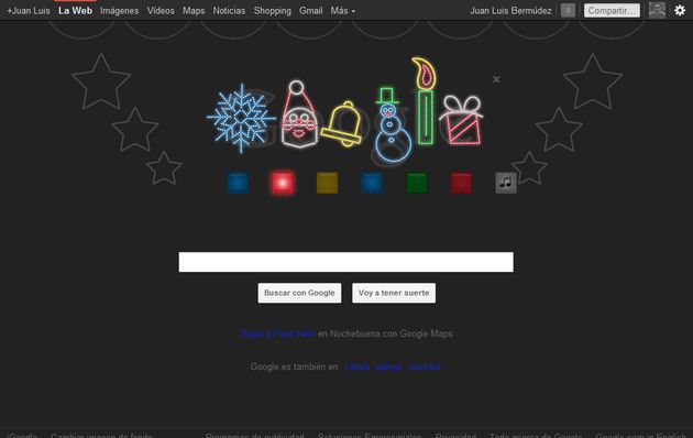Bonito Doodle interactivo de Google para Navidad, con espectáculo de luces y melodía navideña