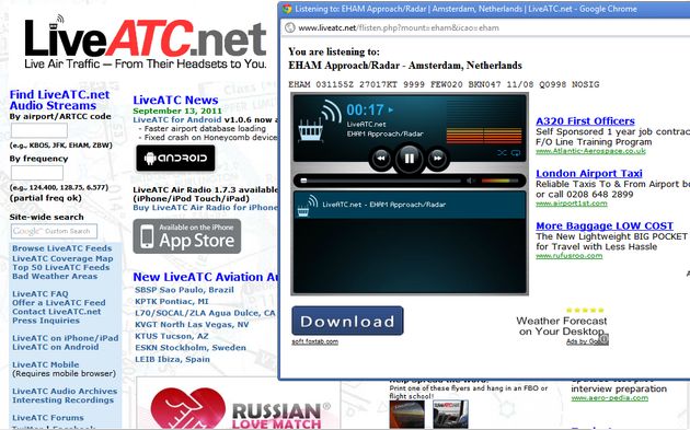 Live ATC,  web para escuchar en vivo transmisiones de las torres de control de los aeropuertos