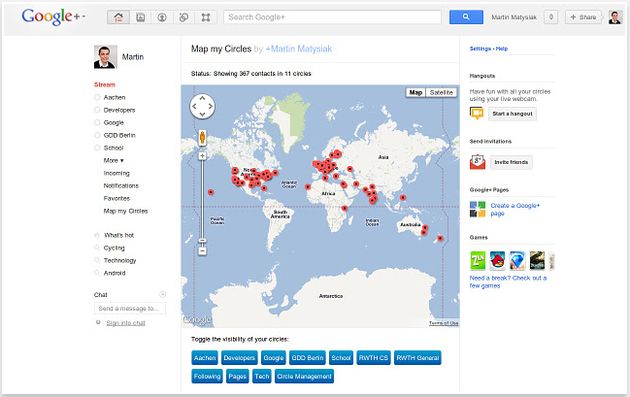 Map my Circles, geolocaliza en el mapa tus círculos de Google+ (Chrome)
