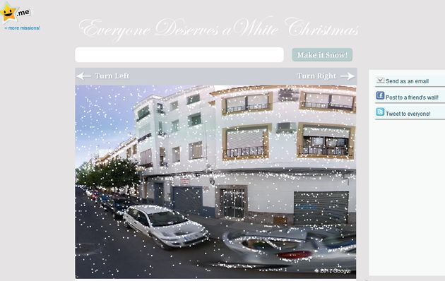 Star.me Fun Snow, utiliza Street View para crear una postal navideña con tu calle nevada