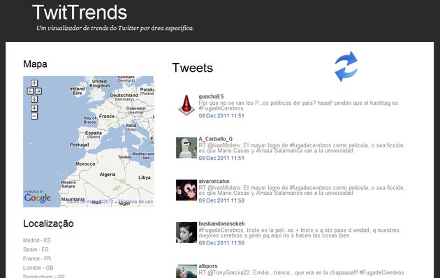 TwitTRENDS, descubre Trending Topics locales en un mapa de Google