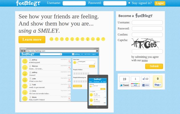 feelblogr, red social de microbloging para compartir tu estado de ánimo