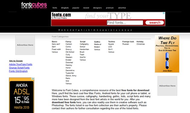 Fontcubes, cerca de 10000 fuentes de texto gratis para descargar