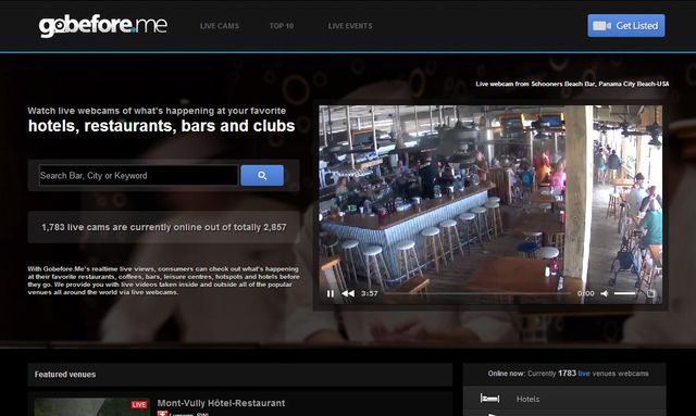 Gobefore: webcams en bares, restaurantes y pubs de todo el mundo