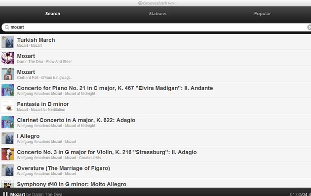 Grooveshark Mobile, una versión en HTML5 adaptada a dispositivos móviles