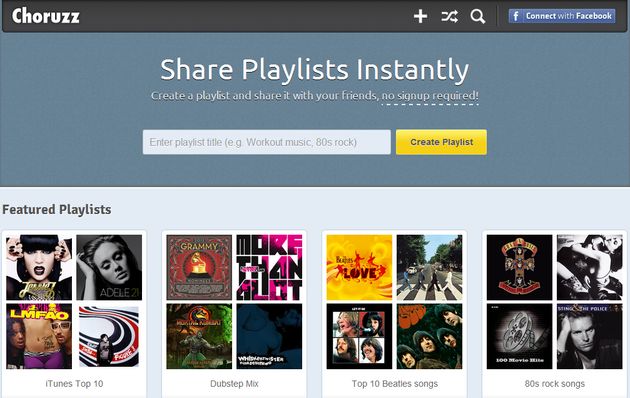 Choruzz, crea listas de reproducción musicales y compártelas