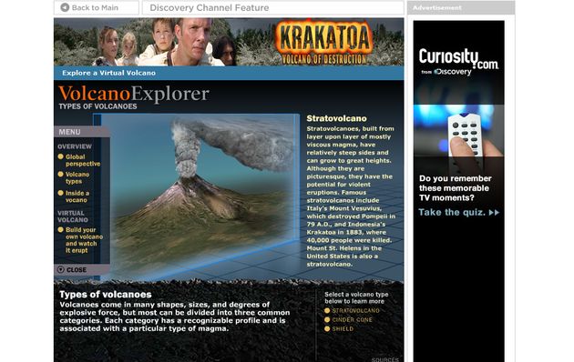 Volcano Explorer, plataforma interactiva de Discovery Channel para conocer los volcanes