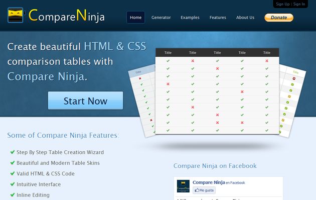 CompareNinja, crea tablas comparativas para insertar en tu web