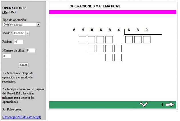 Generador de ejercicios matemáticos para resolver online