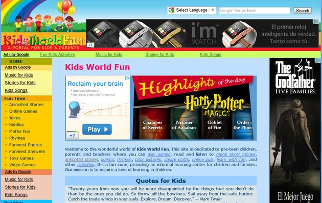 Kids World Fun, un portal con recursos educativos y juegos para niños