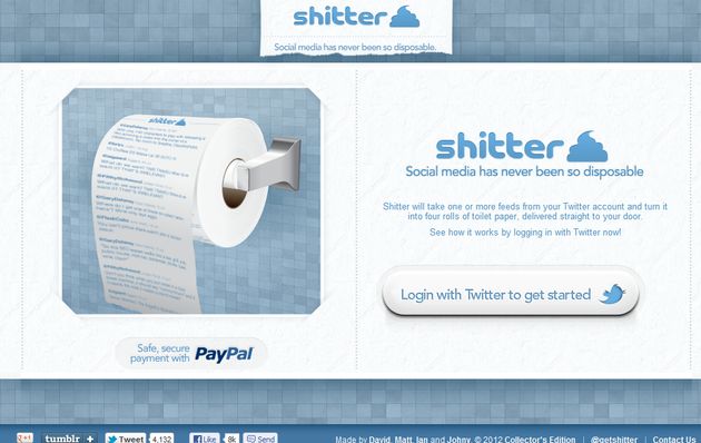 Shitter, papel higiénico con los tweets de tu timeline u otras cuentas de Twitter